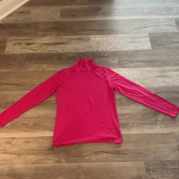 White + Warren - Hot Pink Scrunch Neck Tee - Turtleneck Long Sleeve Size M - Picture 4 of 10